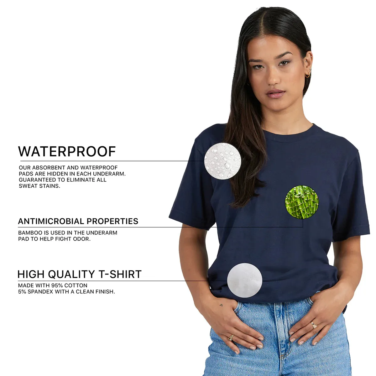 Sweat Proof Crewneck T-Shirt for Women sold by Social Citizen product image thumbnail 3