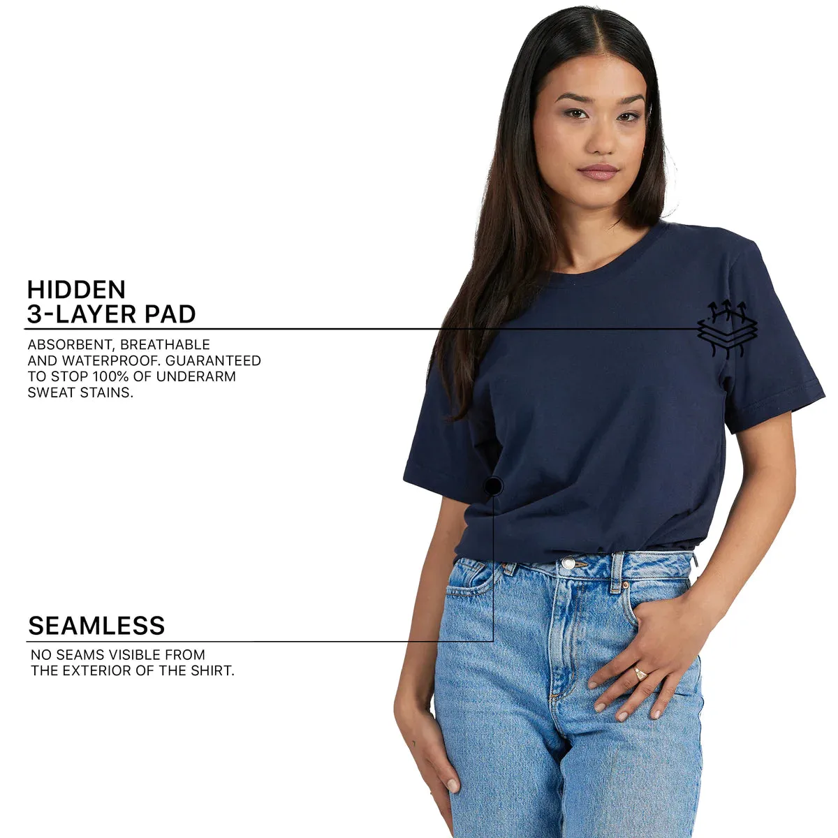 Sweat Proof Crewneck T-Shirt for Women sold by Social Citizen product image thumbnail 2