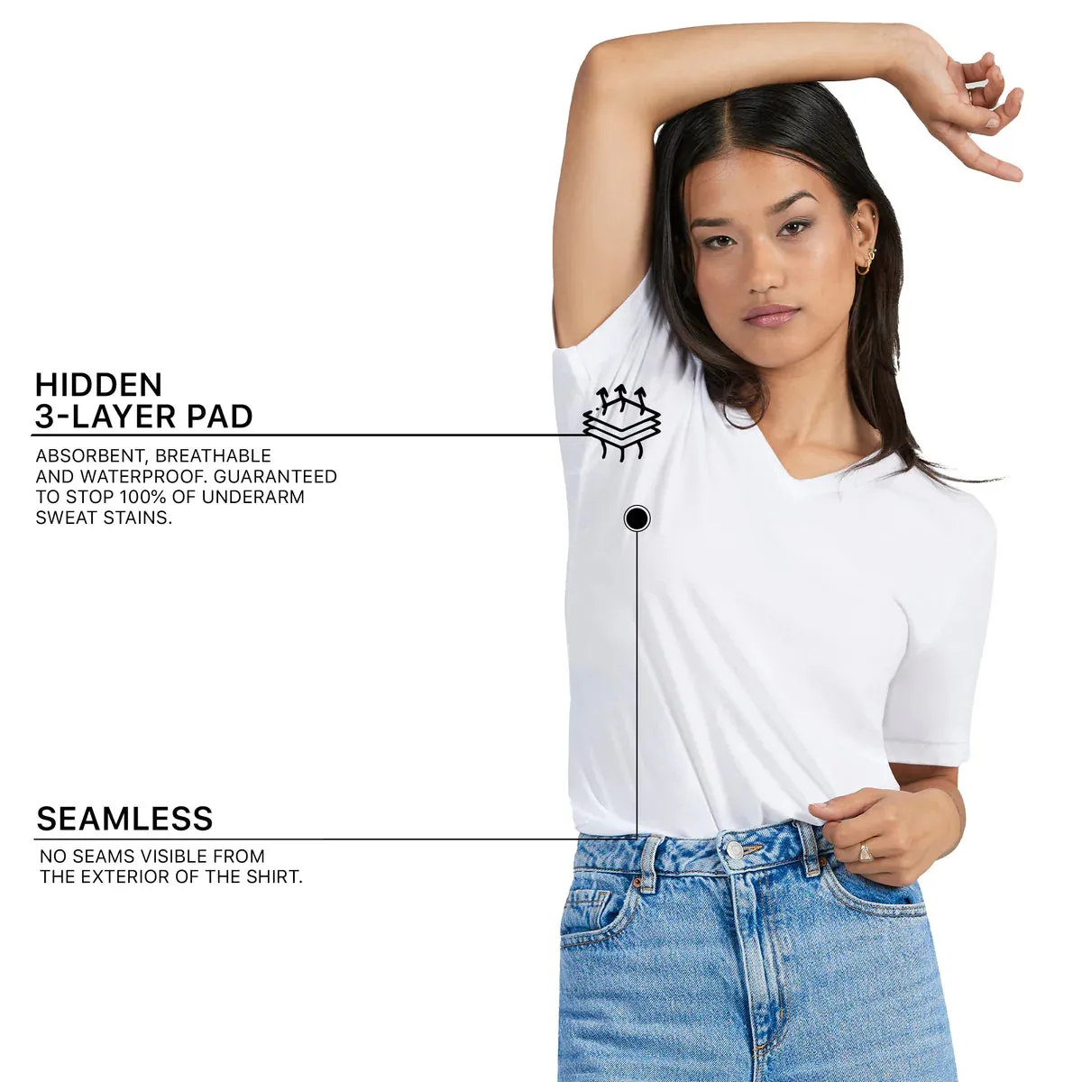 Sweat Proof V-Neck T-Shirt for Women sold by Social Citizen product image thumbnail 2