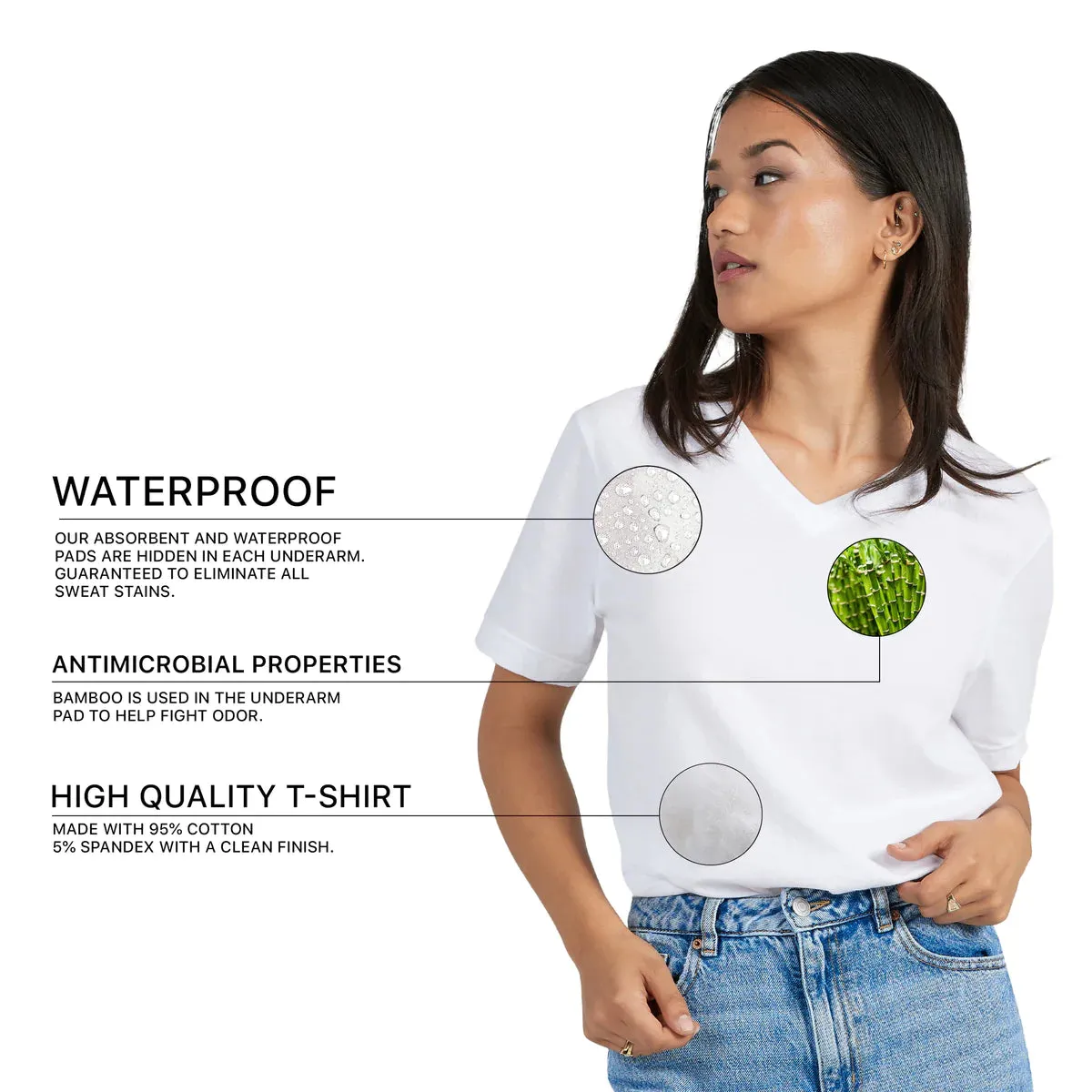 Sweat Proof V-Neck T-Shirt for Women sold by Social Citizen product image thumbnail 3