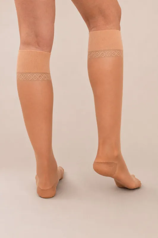 Knee-High Socks (Light Compression 8-15 mmHg) - Tan made by Threads