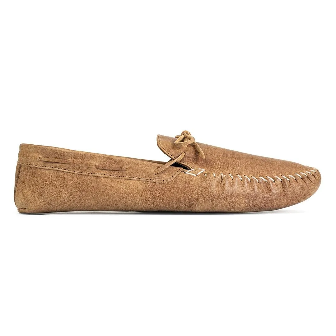 The Men's Moccasin in Desert ~ Wide sold by Adelante Shoe