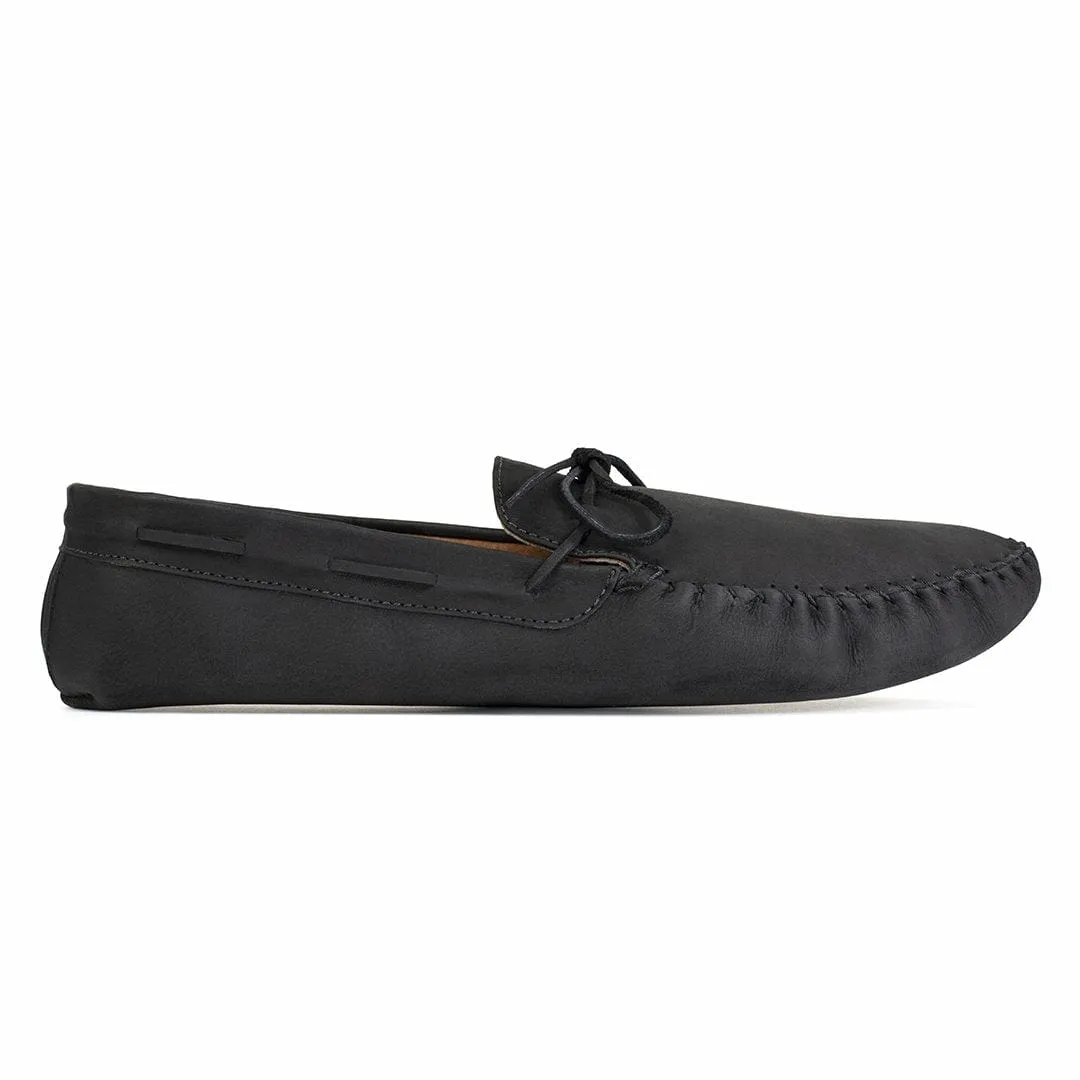 The Men's Moccasin in Black - (av) sold by Adelante Shoe