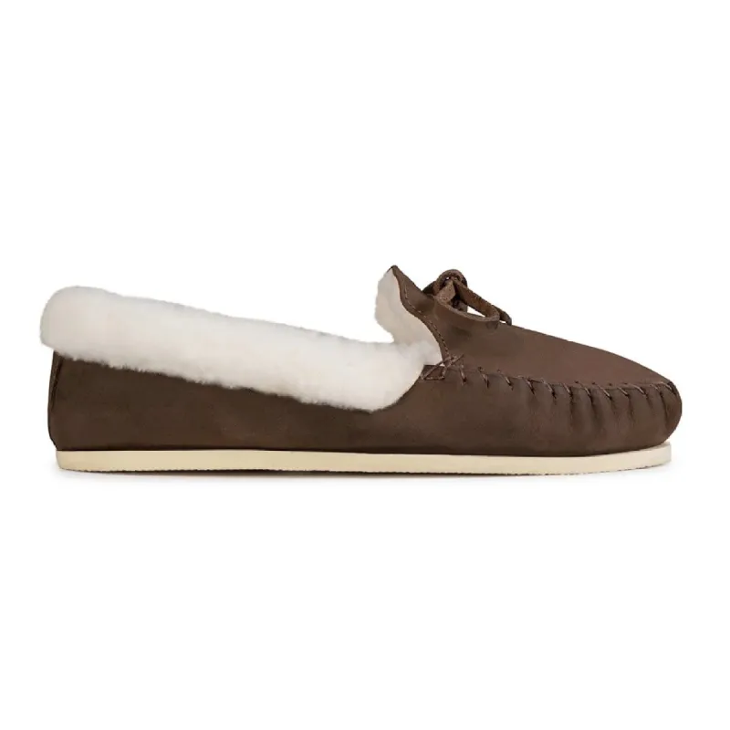 The Women's Cozy Moccasin in Mahogany ~ Wide sold by Adelante Shoe