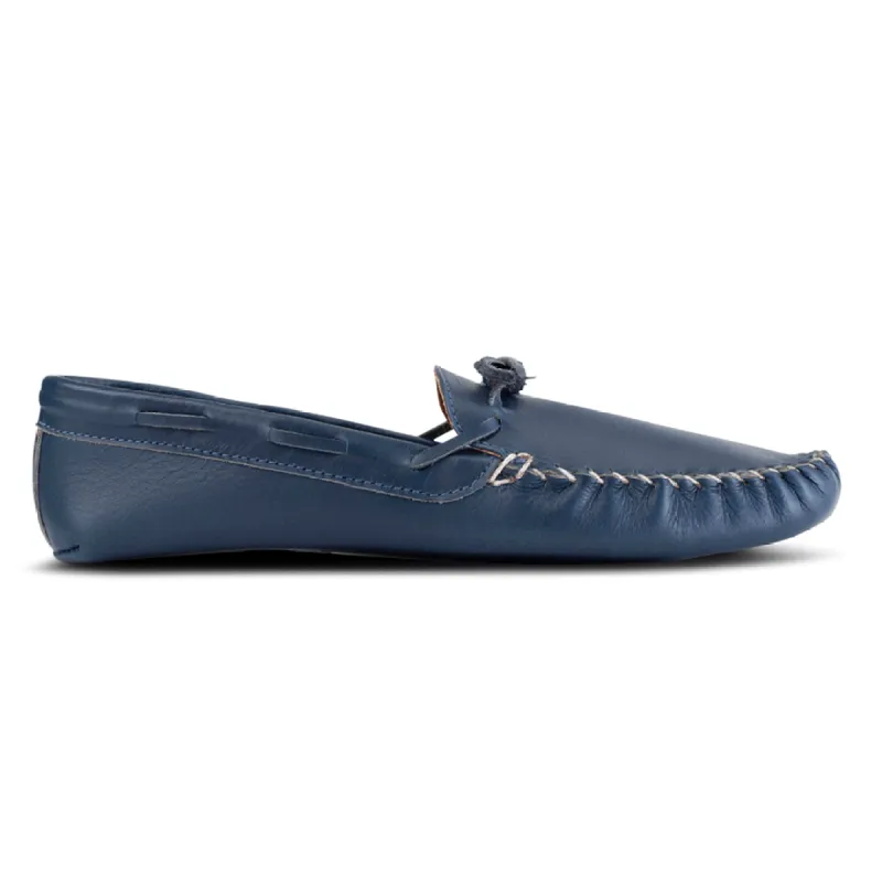 The Women's Moccasin in Denim Blue - (av) sold by Adelante Shoe