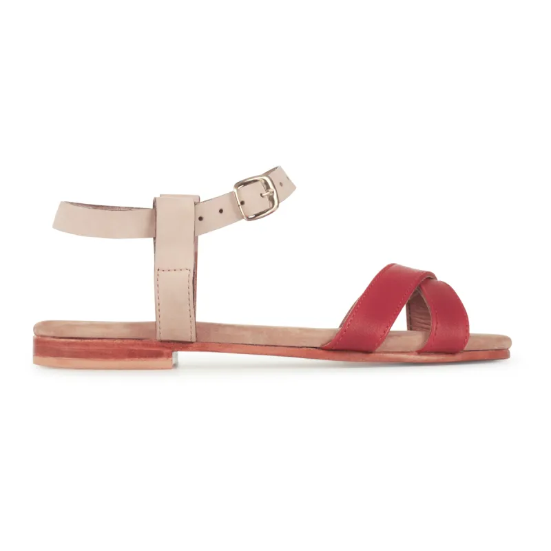 The Isabela in Oatmeal and Berry ~ Super Wide sold by Adelante Shoe