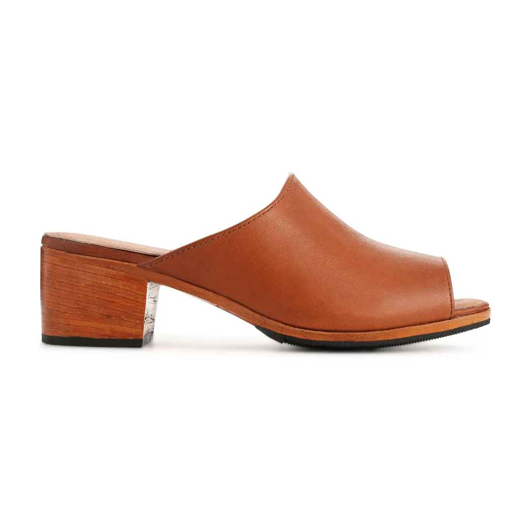 The Peep Toe Camila in Caramel ~ Super Wide sold by Adelante Shoe