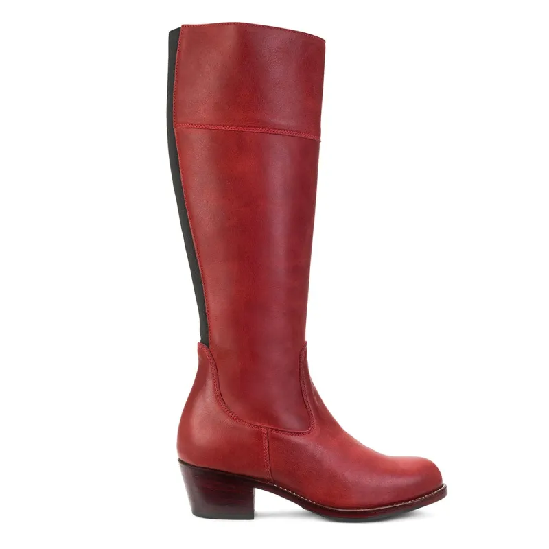 The Condesa in Pomegranate ~ Very Wide ~ Wide Calf 53cm sold by Adelante Shoe