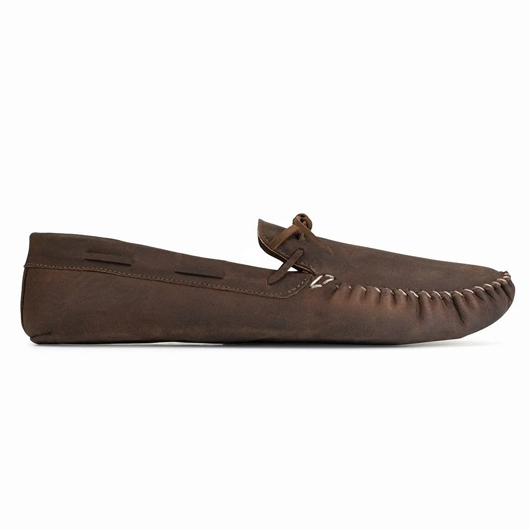 The Men's Moccasin in Mahogany ~ Wide sold by Adelante Shoe