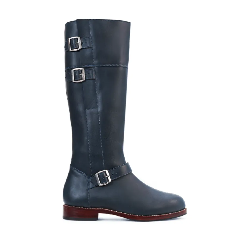 The Reina in Denim Blue ~ Wide ~ Narrow Calf 33cm sold by Adelante Shoe