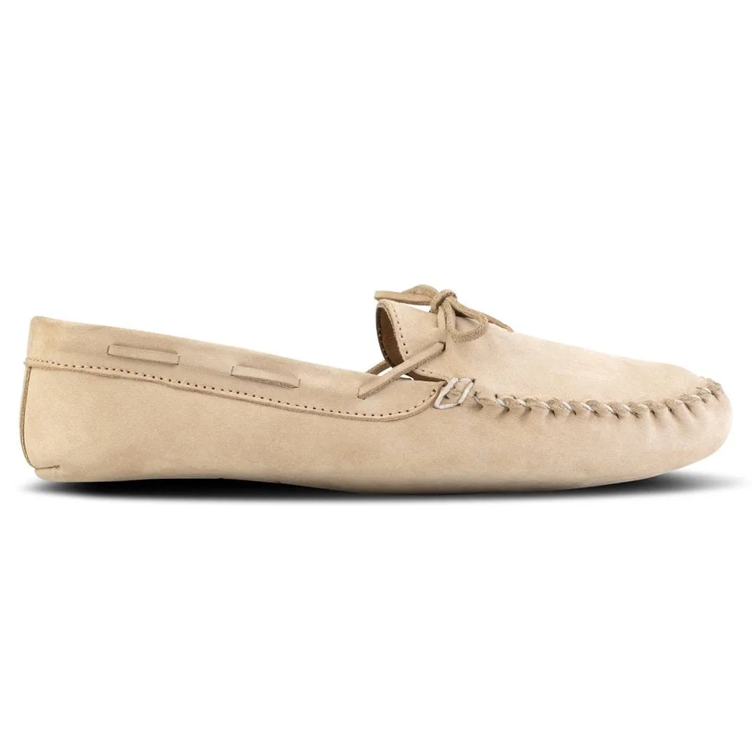 The Women's Moccasin in Oatmeal ~ Wide sold by Adelante Shoe