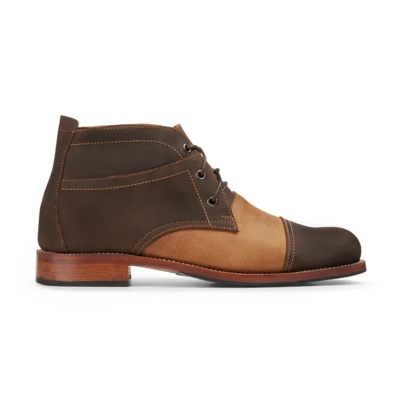 The Valparaiso in Mahogany and Desert ~ Wide sold by Adelante Shoe