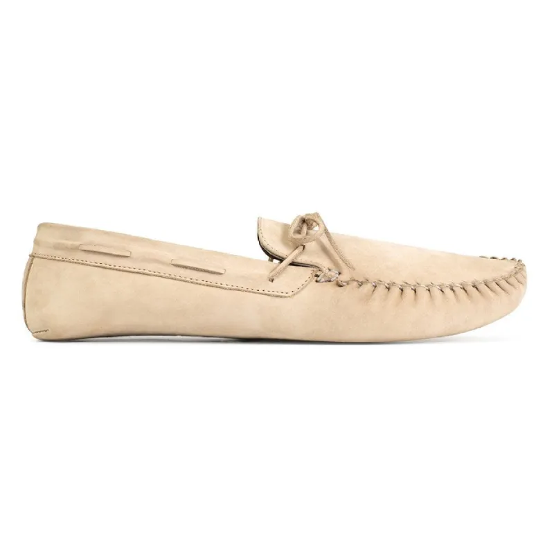 The Men's Moccasin in Oatmeal - (av) sold by Adelante Shoe