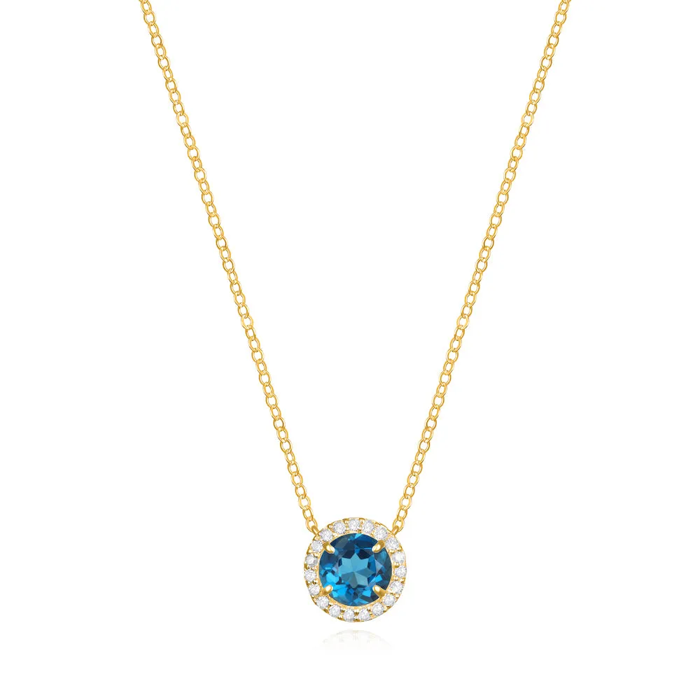 Diamond & Birthstone Necklace- September London Blue Topaz sold by Amelia Rose Design product image thumbnail 2