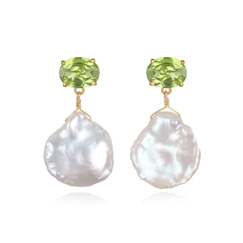 NEW! Peridot & Keshi Pearl Post Earrings sold by Amelia Rose Design