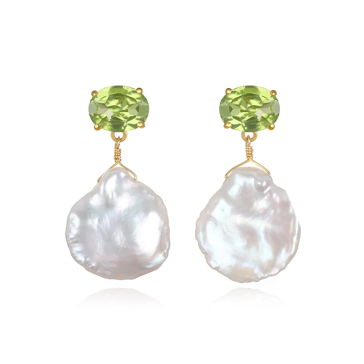 NEW! Peridot & Keshi Pearl Post Earrings sold by Amelia Rose Design