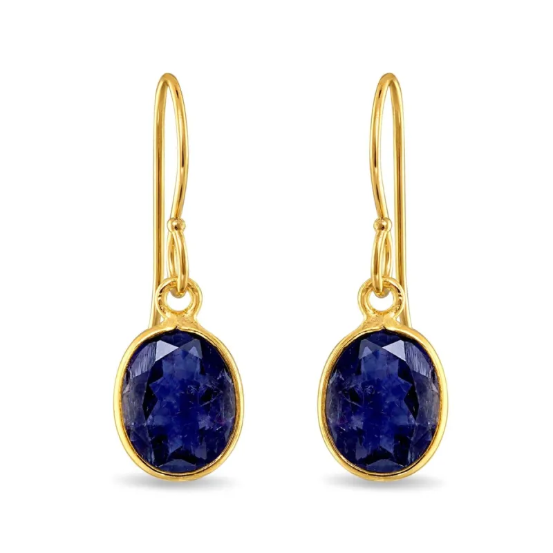 Bezeled Oval Gemdrop Earrings - Iolite sold by Amelia Rose Design