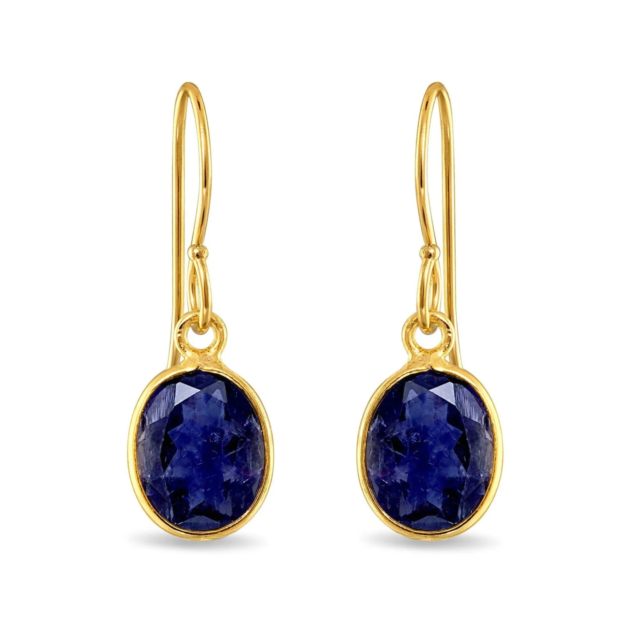 Bezeled Oval Gemdrop Earrings - Iolite sold by Amelia Rose Design