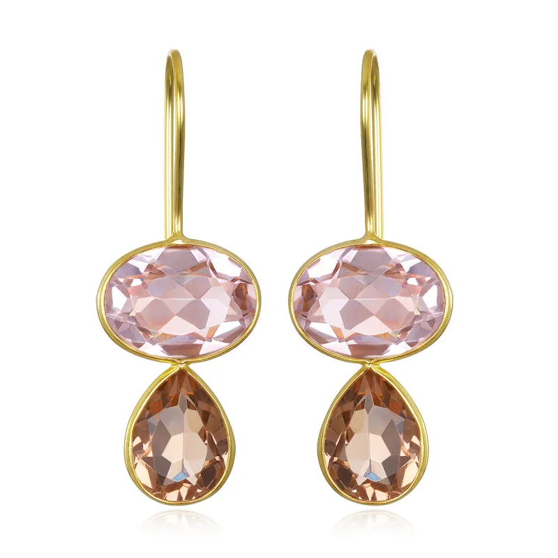 Valencia Teardrop Earring-Blush & Champagne Gold sold by Amelia Rose Design