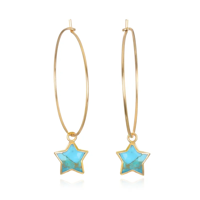 Star Hoops-Turquoise sold by Amelia Rose Design