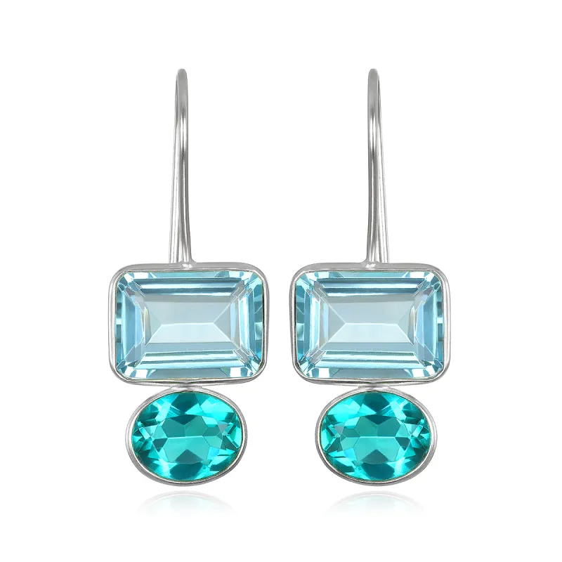 Valencia Earring-Sky Blue & Teal Silver sold by Amelia Rose Design
