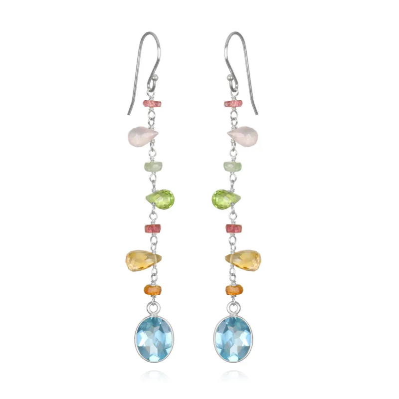 New! Wildflower Bezel Dangles-Topaz Silver sold by Amelia Rose Design