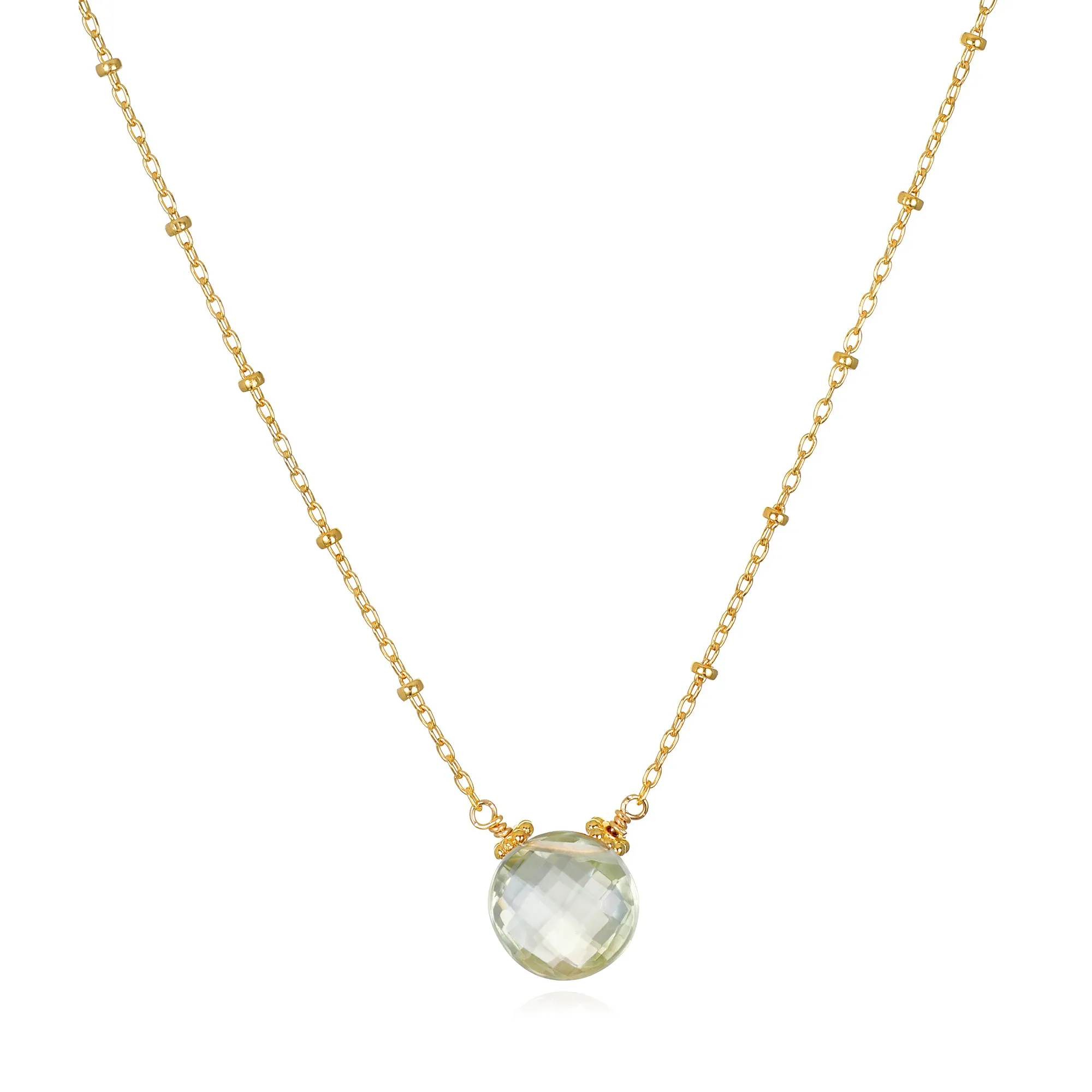 New! Green Amethyst Coin Beaded Necklace-Gold sold by Amelia Rose Design