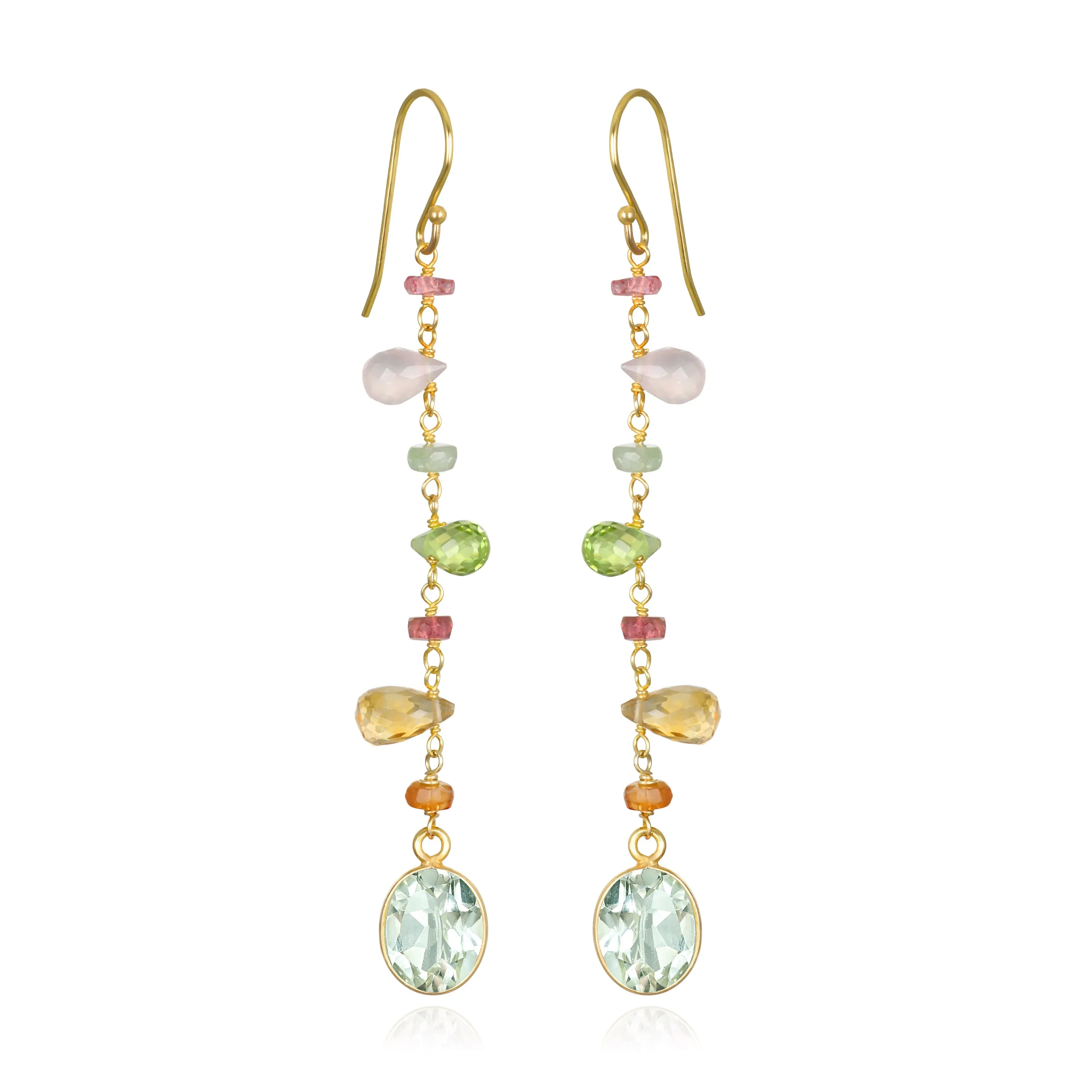 Wildflower Bezel Dangles-Green Amethyst sold by Amelia Rose Design