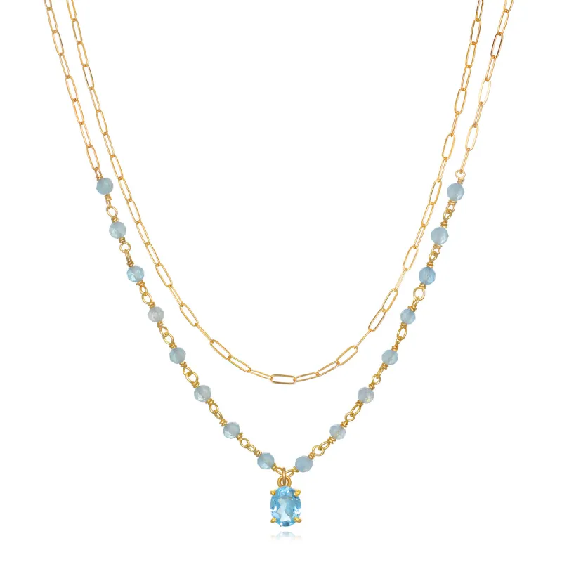 Layered Gemstone Necklace - Sky Blue Topaz sold by Amelia Rose Design