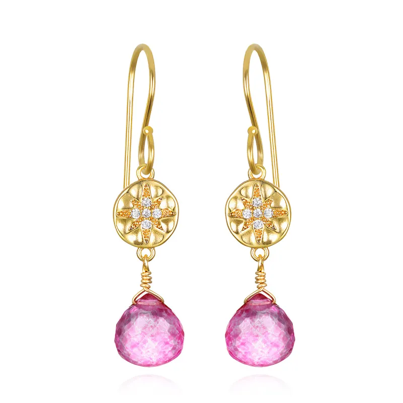 Starburst Dangle Earrings - Pink Topaz sold by Amelia Rose Design