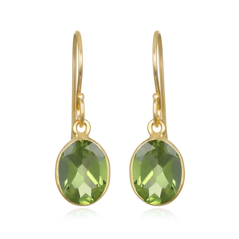 Bezeled Oval Gemdrop Earrings - Peridot sold by Amelia Rose Design