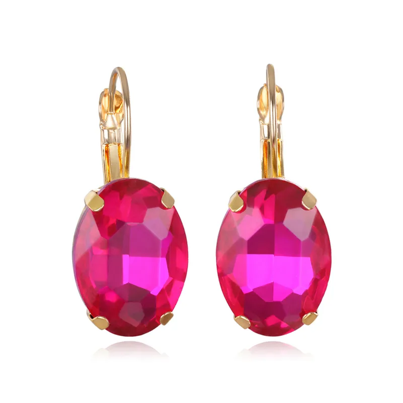 London Oval Cut Earring-Fuchsia sold by Amelia Rose Design