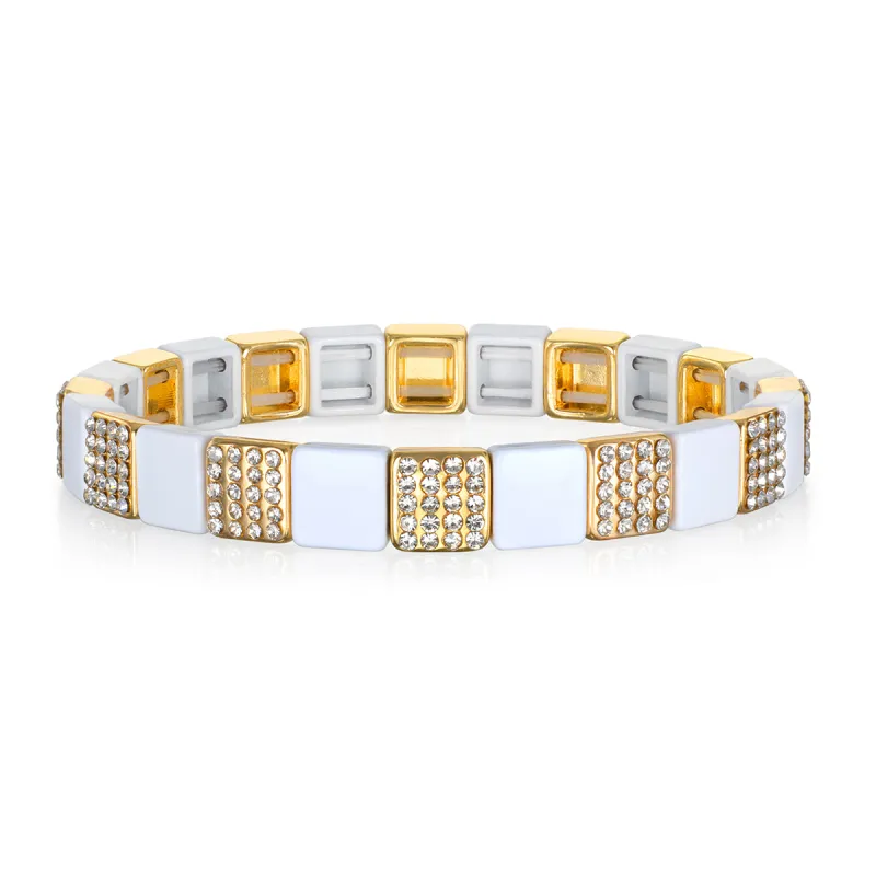 New! CZ Enamel Bracelet-White Sparkle sold by Amelia Rose Design