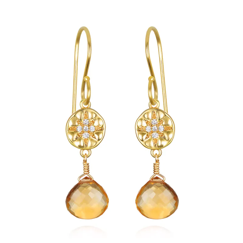 Starburst Dangle Earrings - Citrine sold by Amelia Rose Design