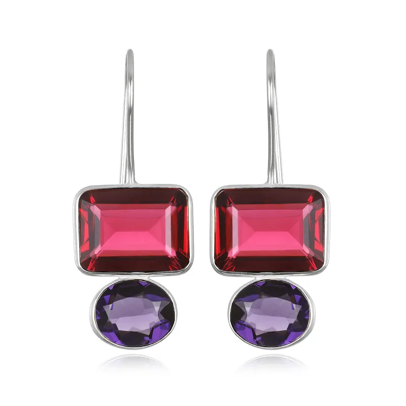 Valencia Earring-Magenta & Violet Silver sold by Amelia Rose Design