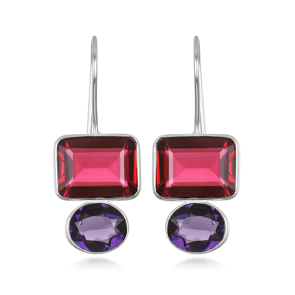 Valencia Earring-Magenta & Violet Silver sold by Amelia Rose Design