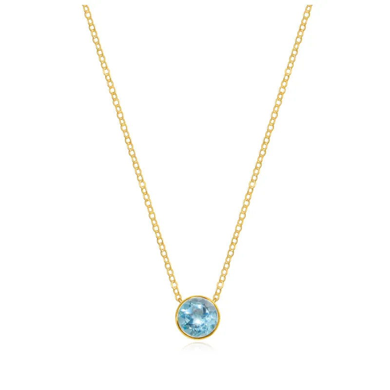 Birthstone Solitaire Necklace-December Sky Blue Topaz sold by Amelia Rose Design