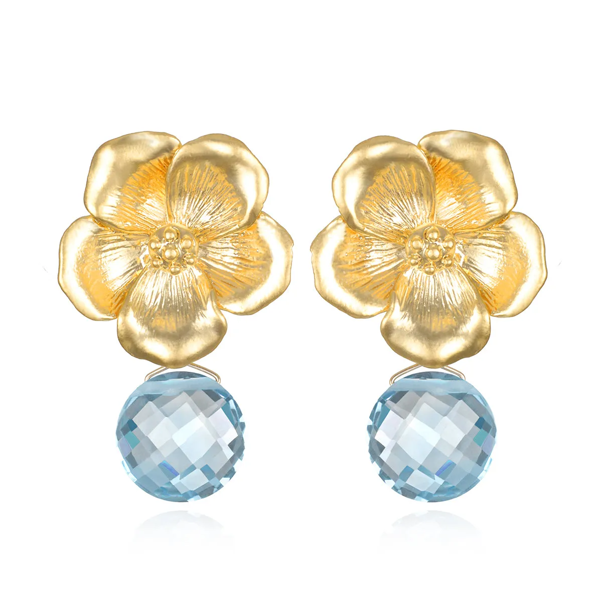NEW! Peony Earring-Sky Blue Topaz sold by Amelia Rose Design