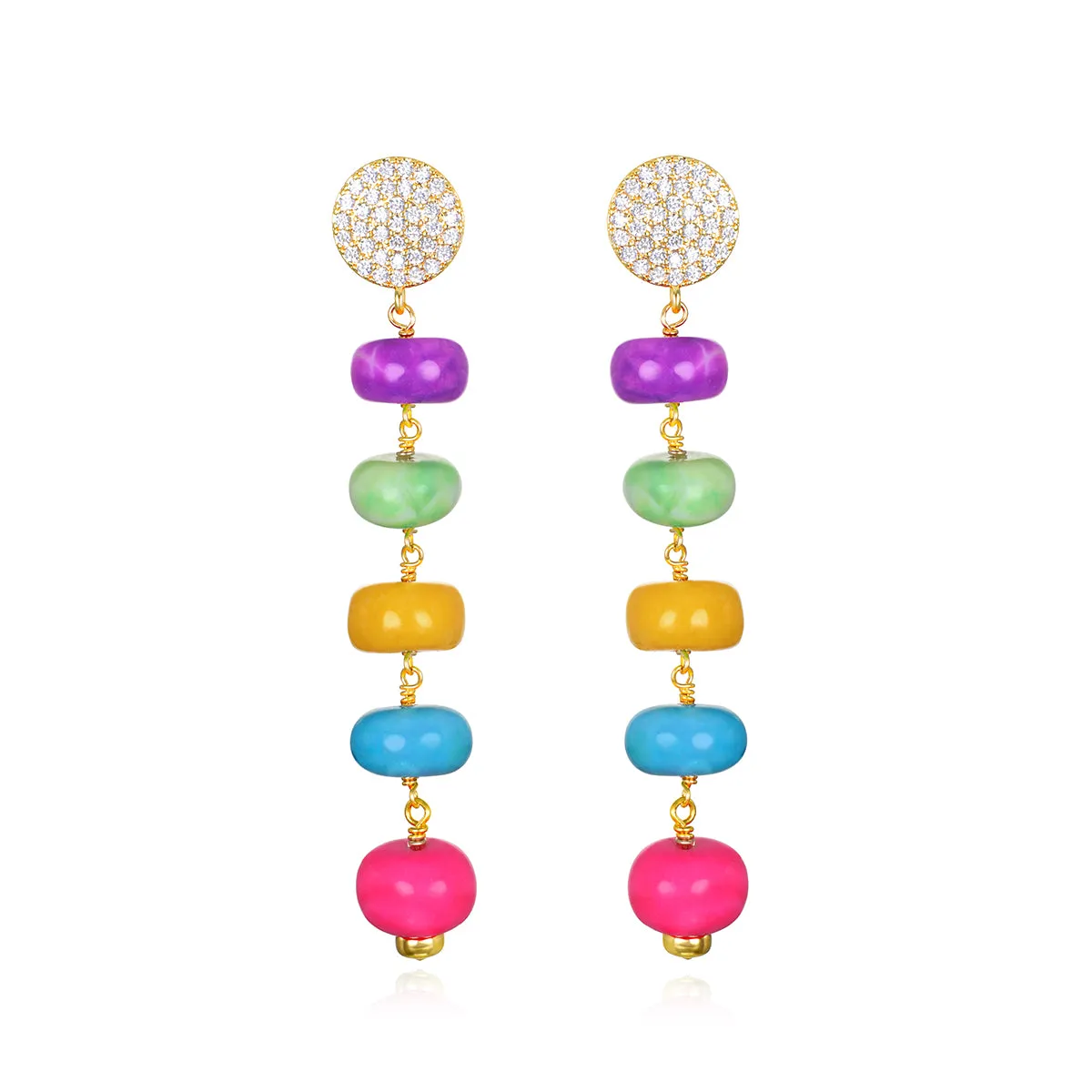 Rainbow Opal Dangle Posts sold by Amelia Rose Design