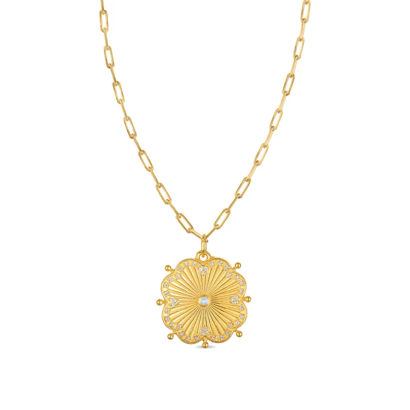 Moonstone & White Topaz Clover Pendant sold by Amelia Rose Design