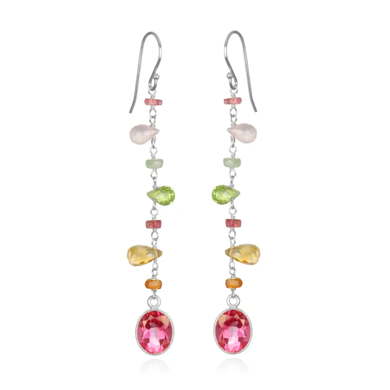 New! Wildflower Bezel Dangles-Pink Topaz Silver sold by Amelia Rose Design