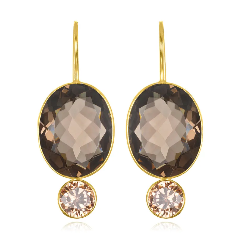 Valencia Grand Oval Earring - Smoky Gold sold by Amelia Rose Design