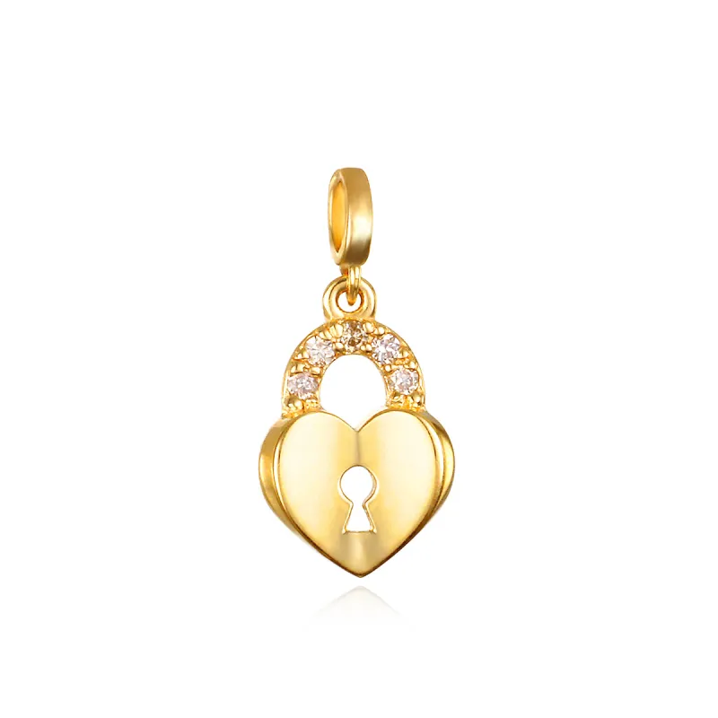 14k diamond padlock charm sold by Amelia Rose Design