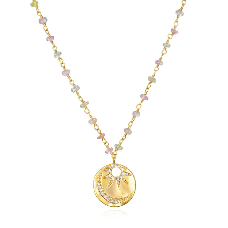 New! Tourmaline Moon & Sun Pendant sold by Amelia Rose Design