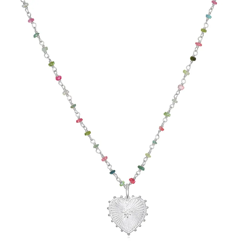 New! Tourmaline Heart Charm Necklace-Silver sold by Amelia Rose Design