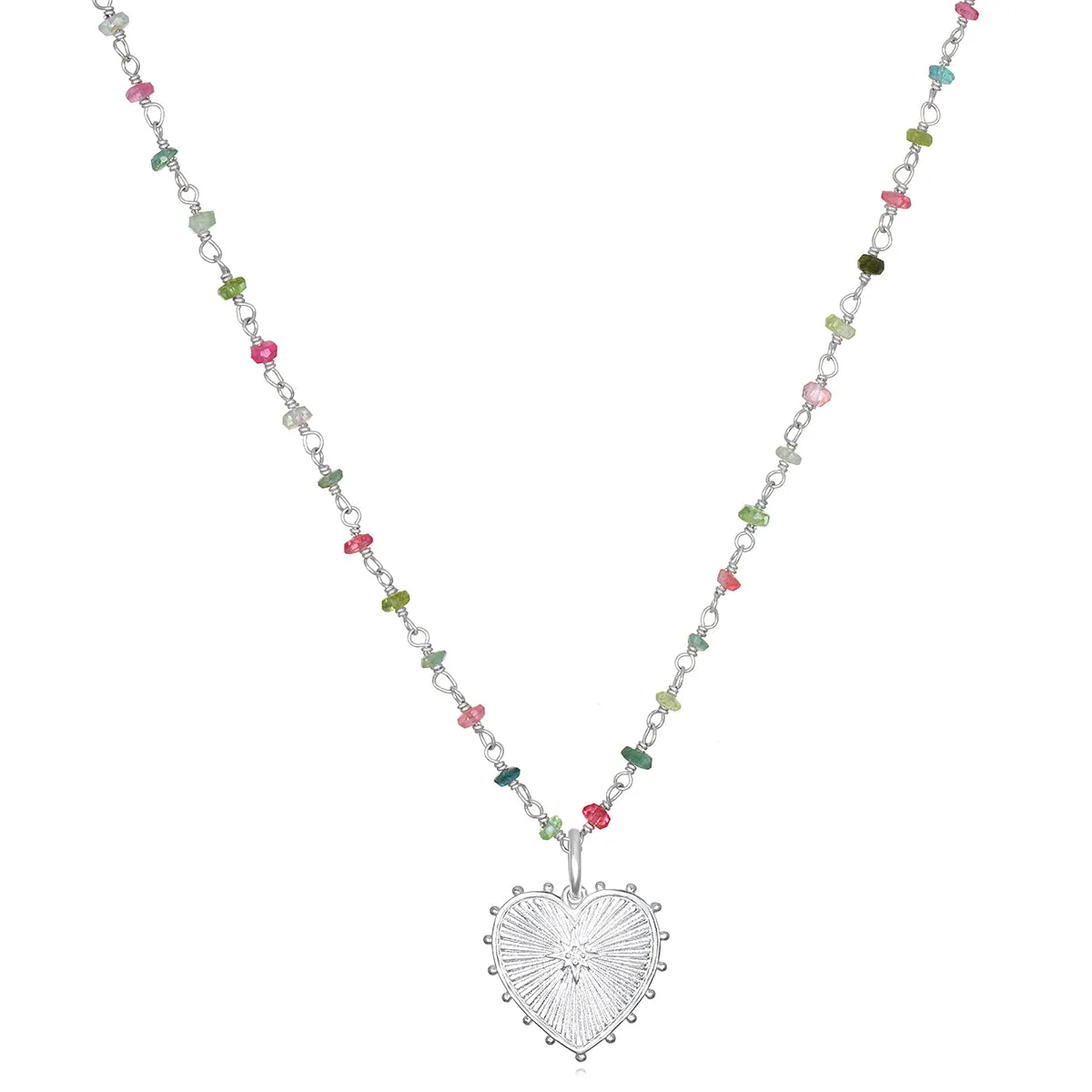 New! Tourmaline Heart Charm Necklace-Silver sold by Amelia Rose Design