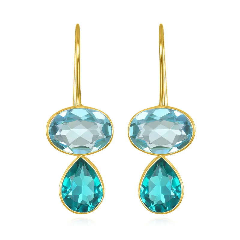Valencia Teardrop Earring- Sky Blue & Teal Gold sold by Amelia Rose Design