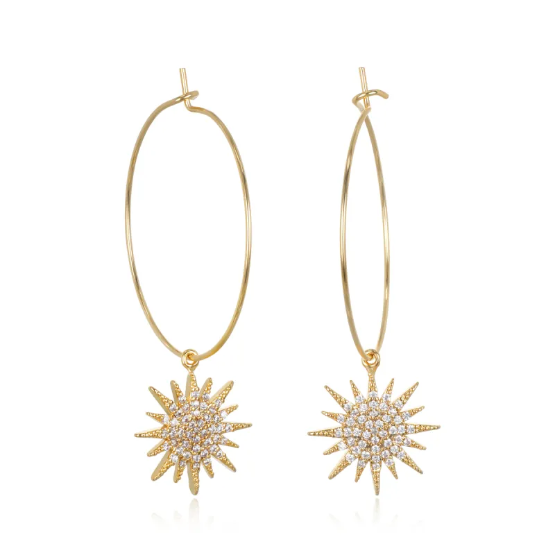 Sunburst Charm Hoops sold by Amelia Rose Design