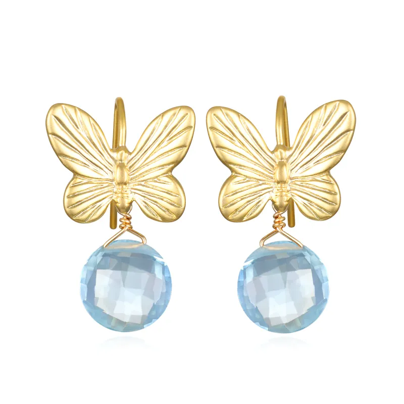Sky Blue Topaz Butterfly Dangles sold by Amelia Rose Design