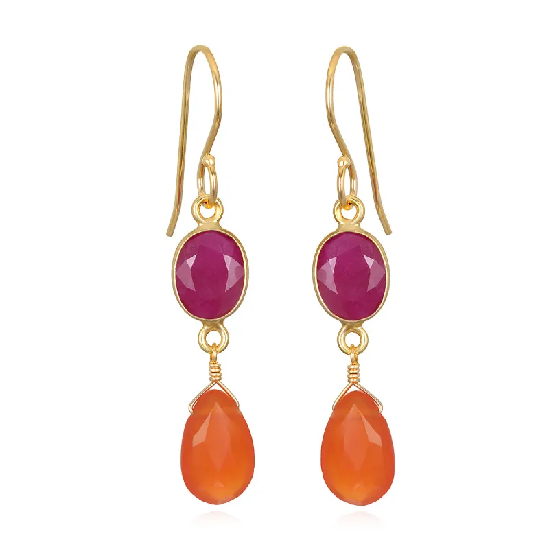 Gemdrop Earrings - Ruby & Carnelian sold by Amelia Rose Design